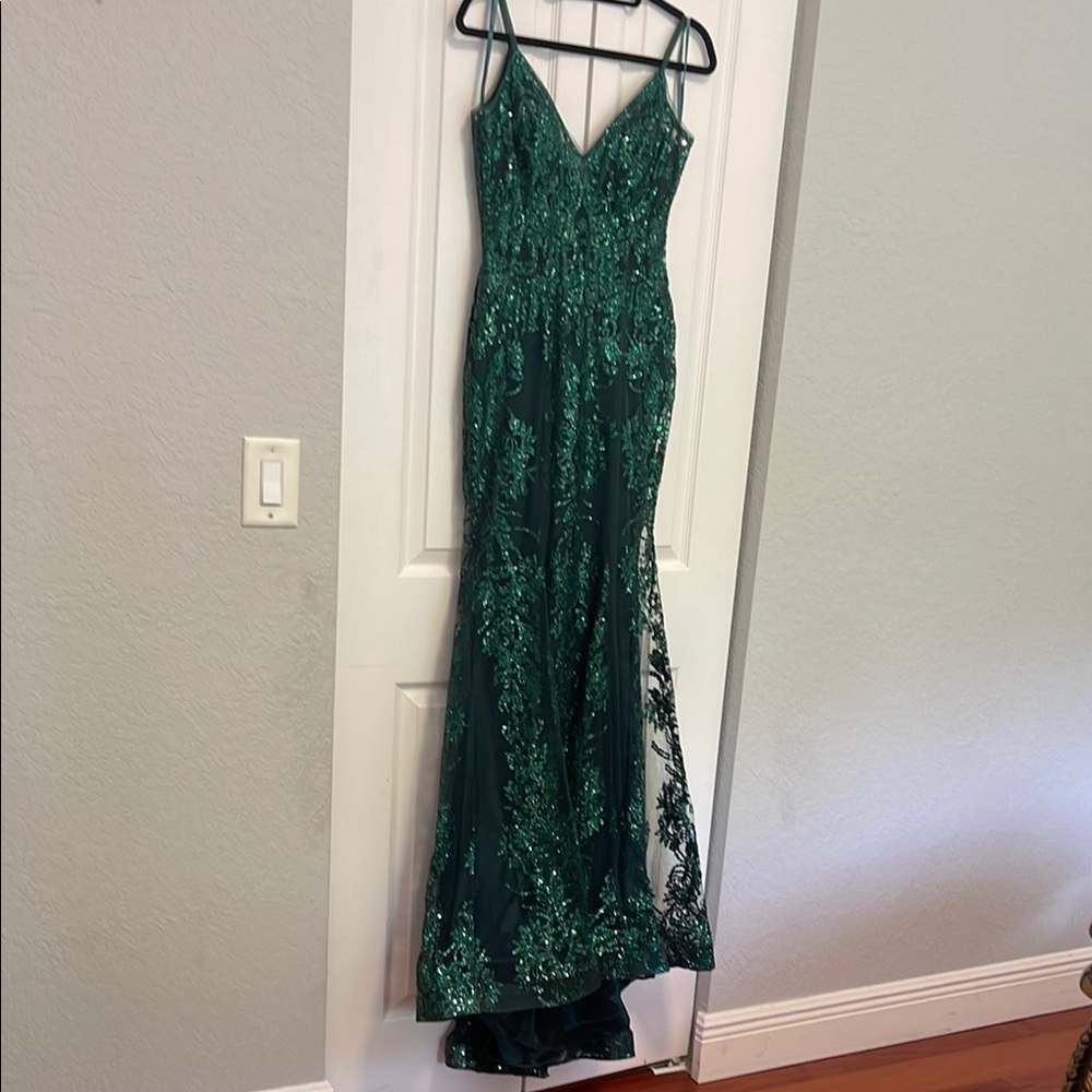 Elegant Green Embroidered Gown by LaDivine by Cinderella Divine